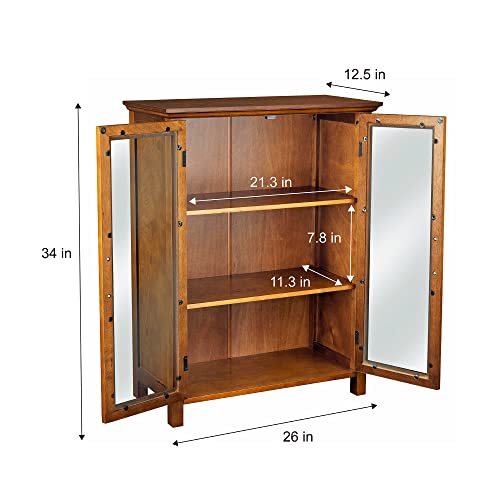 Teamson Home Avery Wooden Freestanding Floor Cabinet with 2 Adjustable Shelves, Oiled Oak C453