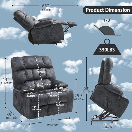 Lift Chair Recliner with Massage and Heat, Heavy Duty for Seniors, Brown V12888