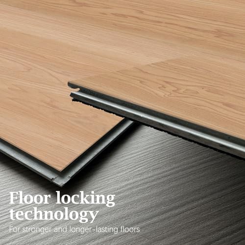 Interlocking Luxury Vinyl Flooring Wood-Look Planks SPC Rigid Core Waterproof Hickory Q852539