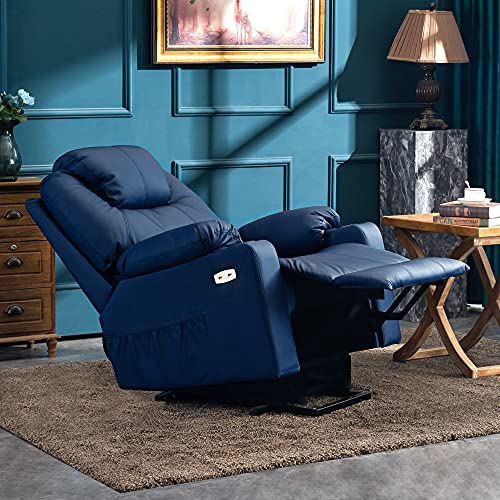 MCombo Power Lift Recliner Chair for Elderly with Heat and Massage, Faux Leather, Black V60394
