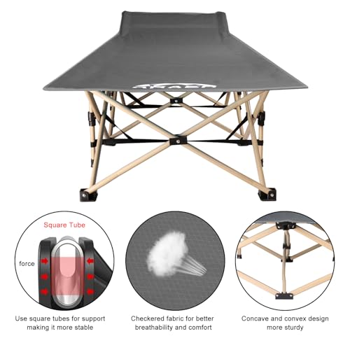 Camping Cot with Mattress, Portable Folding Bed with Carry Bag for Adults C4766