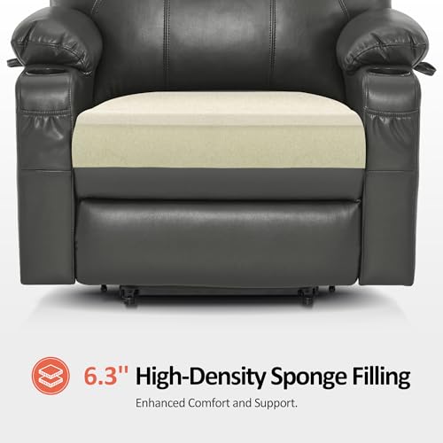 MCombo Power Lift Recliner Chair for Elderly with Heat and Massage, Faux Leather, Black V60394