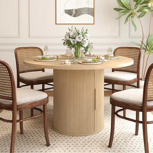 47 inch Round Dining Table with Storage Shelf (Walnut) N502088