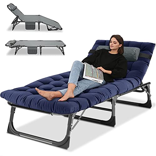 Portable Folding Camping Cot, Adjustable Reclining Chaise with Pillow U54731