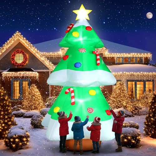 10 FT Christmas Inflatables Snowman Outdoor Yard Decorations with LED Lights C52642