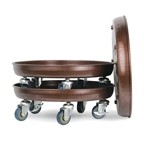 2 Pack Metal Plant Caddy with Wheels, Lockable Casters, Heavy Duty Q2424