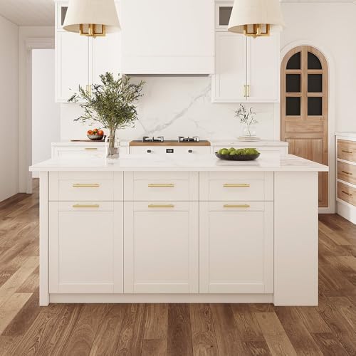 homary 72" Kitchen Island with Storage, White Dining Table with Seating & 3 Drawers H6352