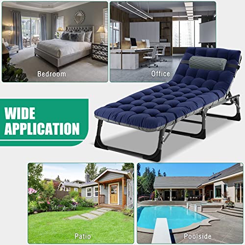 Portable Folding Camping Cot, Adjustable Reclining Chaise with Pillow U54731