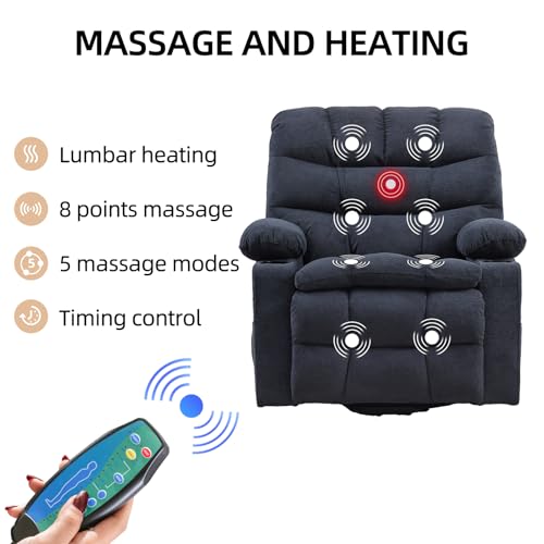 Phoenix Home Large Power Lift Recliner with Massage and Heat for Elderly, Brown O77713