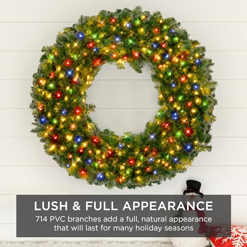 Best Choice Products 60in Pre-Lit Fir Christmas Wreath with 300 LED Lights E577048