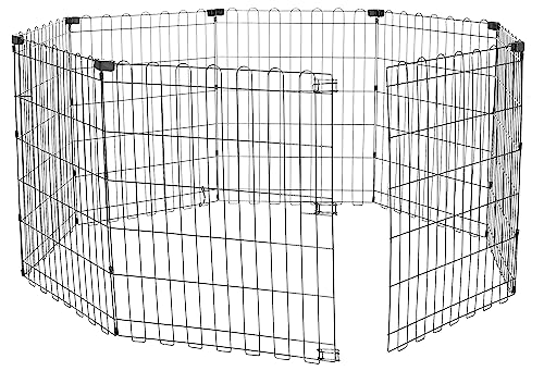 Amazon Basics Foldable Octagonal Metal Dog Playpen, Extra Large, Black G18040