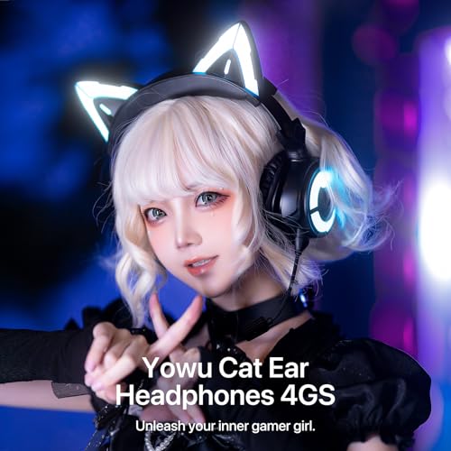 YOWU Cat Ear Headphones 4GS Wireless Bluetooth Noise Cancelling Headset with Mic Q849