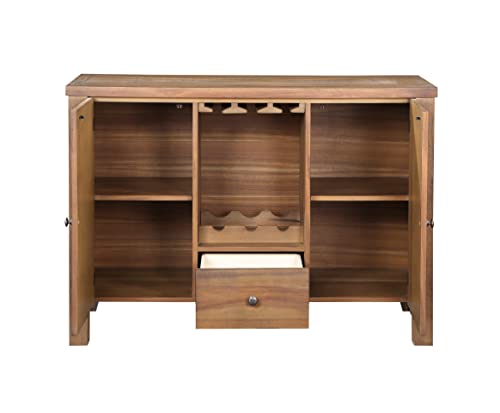 Server, Gray Fabric, Rustic Brown & Oak Finish W463609