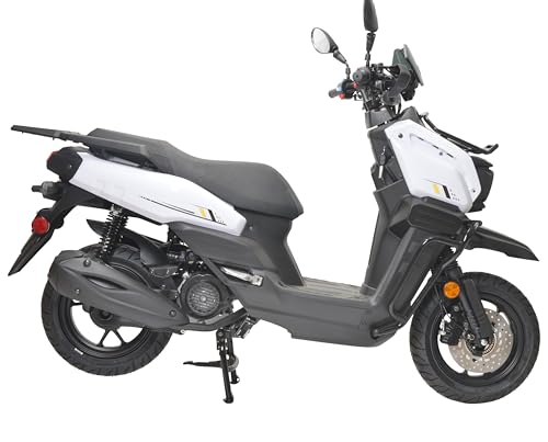 HHH motorcycle 150cc Scooter Moped Gas Adult Street Bike CVT 12 inch Aluminum Wheels White W112991