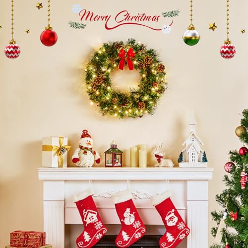 24 Inch Prelit Christmas Wreath with LED Lights for Front Door B9710
