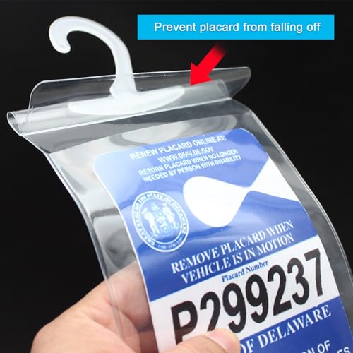 2 PCS Handicap Placard Holder, Transparent Disabled Permit Cover for Sun Visor F5032