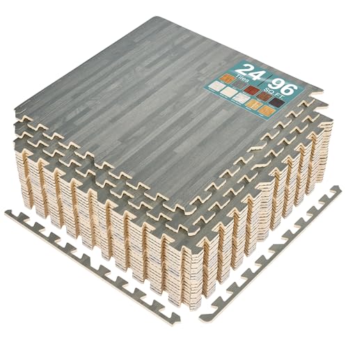 Sorbus Wood Grain EVA Interlocking Floor Mats with Borders J287