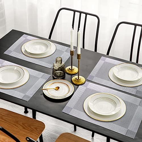 Woven Vinyl Placemats Set of 6, Heat Resistant & Washable B471