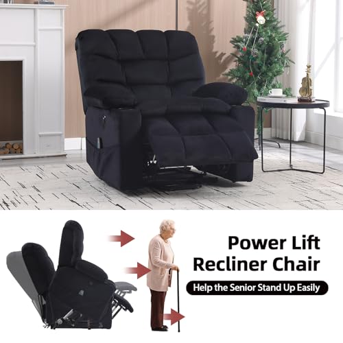 Phoenix Home Large Power Lift Recliner with Massage and Heat for Elderly, Brown O77713