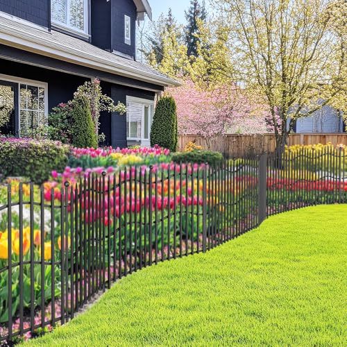 8 Panels Tall No Dig Garden Fence 40in H x 18ft L Rustproof Metal Barrier H7450