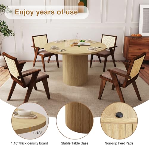 47 inch Round Dining Table with Storage Shelf (Walnut) N502088