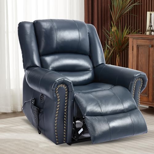 Dual Motor Power Lift Recliner Chair with Massage and Heat, Faux Leather, Brown V8458