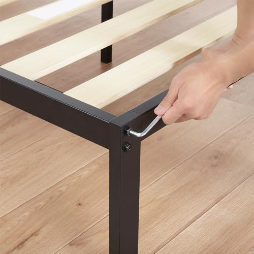 PrimaSleep 18 Inch Heavy Duty Steel Slat Bed Frame, Full, Black P73898