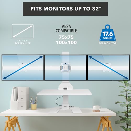 Mount-It! Electric Standing Desk Converter - Motorized Sit-Stand Desk Riser with Monitor Mount, 32" V46023