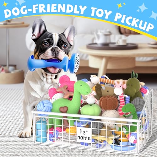 Dog Toy Storage Basket, Metal Toy Box for Dogs, Black D40281