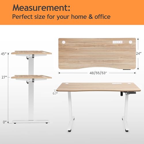 Electric Standing Desk with Charging Station, Oak W842676
