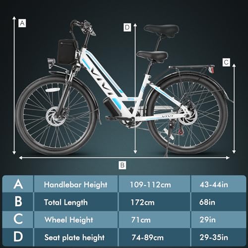 Vivi Electric Bike 500W 26" Cruiser Ebike for Adults with 48V Removable Battery B524