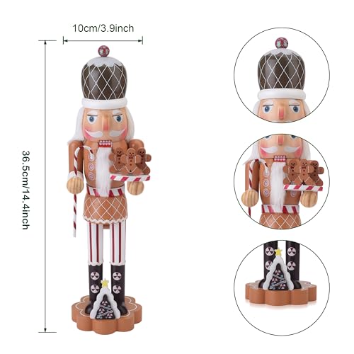 Gingerbread Nutcracker Figure 14.4 Inch Wooden Christmas Decor T3394
