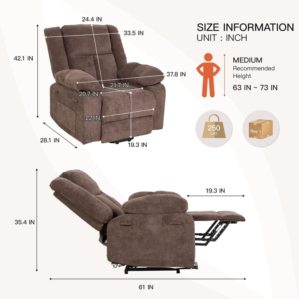 PayLessHere Electric Power Lift Recliner Chair with Massage and Heat for Elderly J247329