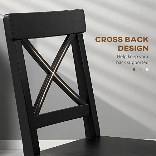 HOMCOM Modern Farmhouse Dining Chairs Set of 2, Wooden Cross Back, Black R739