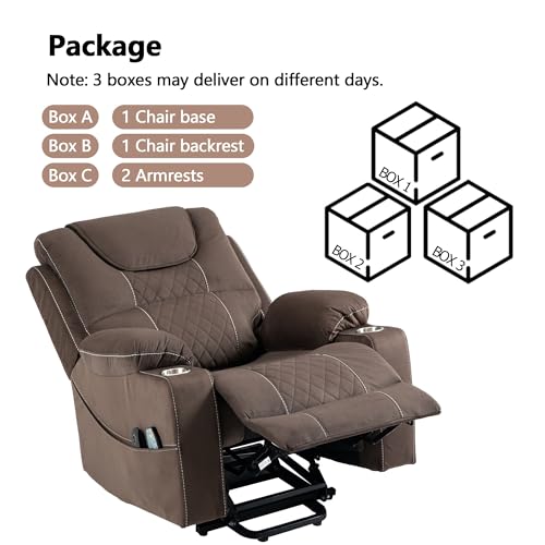 Power Lift Chair Recliner with Massage and Heat for Adults, Dual Motor H2507