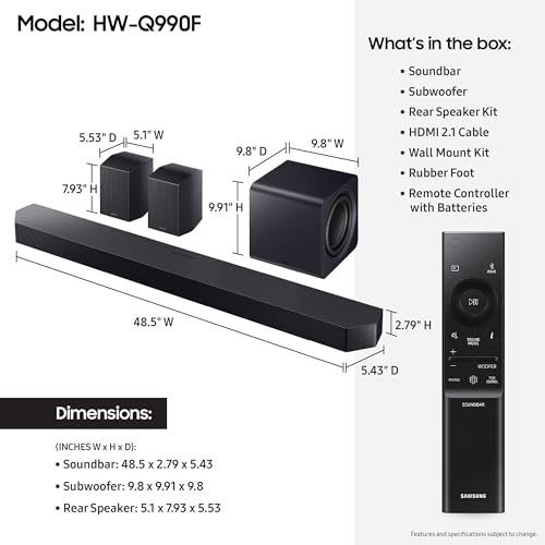 SAMSUNG Q990D 11.1.4ch Soundbar with Wireless Dolby Atmos and Rear Speakers M1387