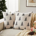 Christmas Pillow Covers Set of 2, 18x18 Inch, Green Winter Tree Print Z3499