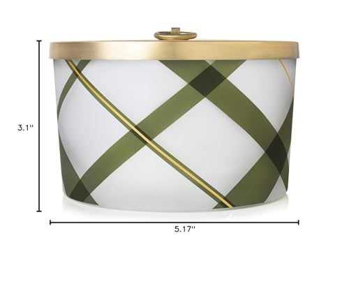 Thymes Frasier Fir Candle – Frosted Plaid Jar – Scented Holiday Candle (6.5 oz) D710