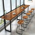Industrial Bar Table,Solid Wood Bar Height Table Creative Live Edge Dining Table,Long Bar Table Rustic Tall Counter Height Table,Rectangular Narrow Bar Table(86.6" with 4 stools, Brown)