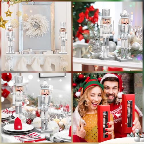 Huwena 2Pcs Christmas Nutcracker Soldier Wooden Figure Decor 12'' Z474