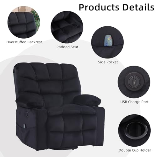 Phoenix Home Large Power Lift Recliner with Massage and Heat for Elderly, Brown O77713