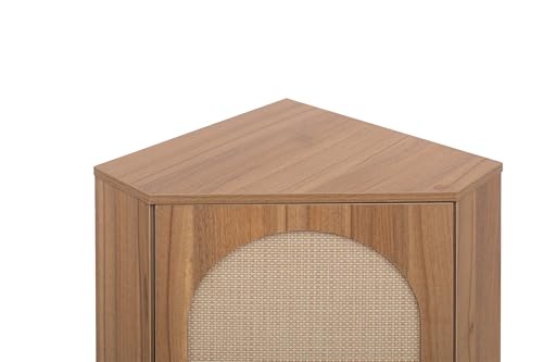 ZeHuoGe Corner Storage Cabinet with Rattan Door O376