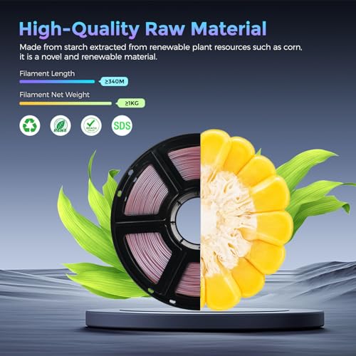 FLASHFORGE PLA Filament 1.75mm Burnt Titanium, Color Changeable 3D Printer Filament 1kg T433110