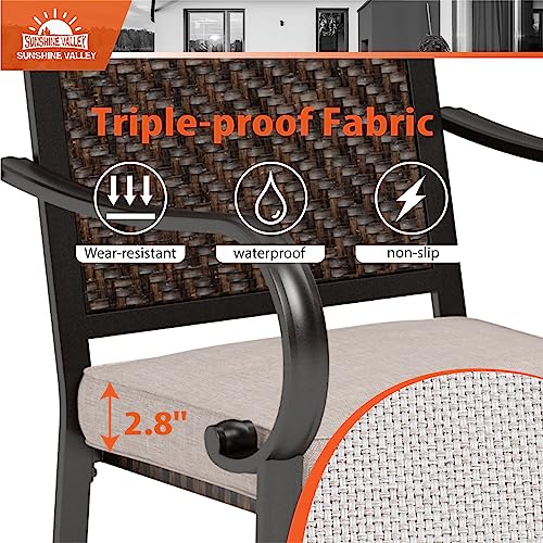 SUNSHINE VALLEY Wicker Patio Swivel Dining Chairs Set of 2, Outdoor Rattan A1033