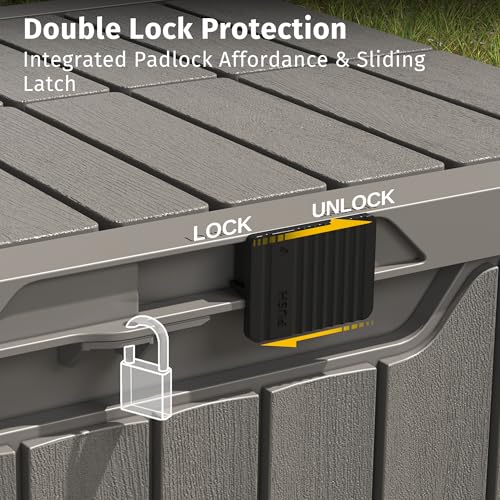 EAST OAK 60 Gallon Waterproof Outdoor Storage Box, Grey A4870