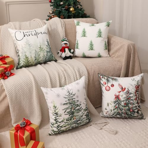 Christmas Pillow Covers 18x18 Set of 4, Double-Sided Print G493315