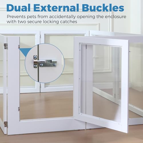 Heavy Duty Clear Acrylic Dog Playpen with Metal Frame, 6 Panels with Door I91403