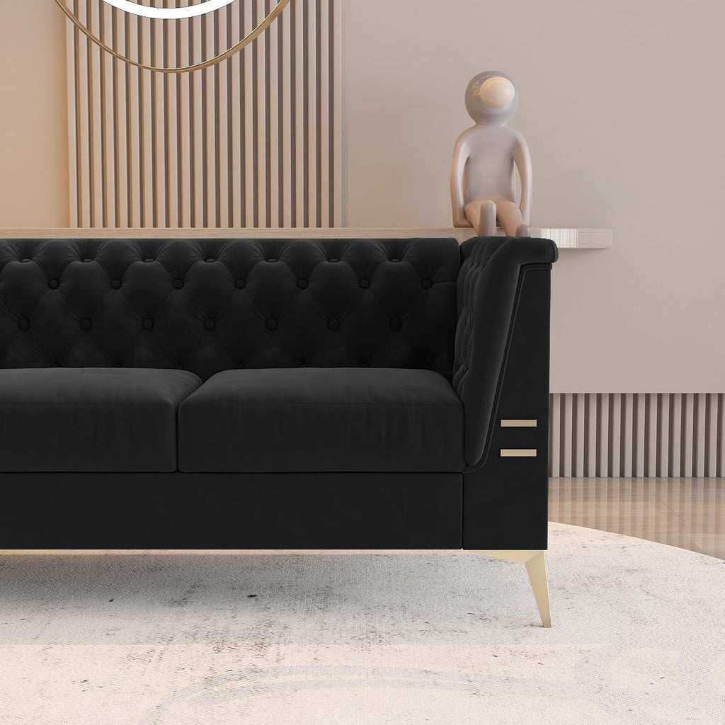WILLIAMSPACE Chesterfield Sofa 3 Seater Velvet Tufted Dark Grey U235