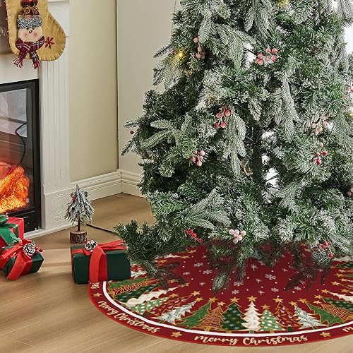 Red Christmas Tree Skirt 36 Inches for Holiday Decor U1938