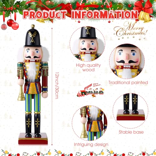 Huwena 2Pcs Christmas Nutcracker Soldier Wooden Figure Decor 12'' Z474